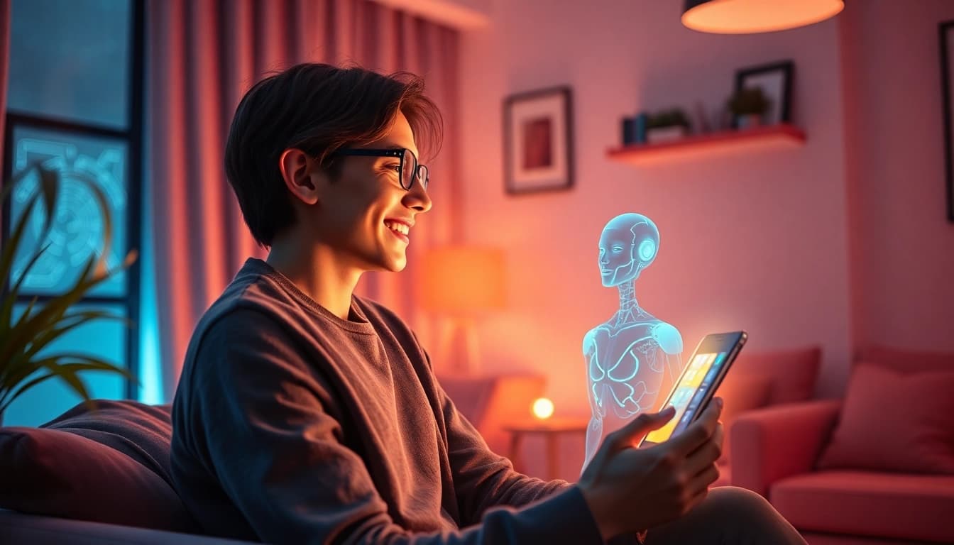 Engaging interaction featuring free sex ai in a cozy digital space, highlighting advanced AI character connection.