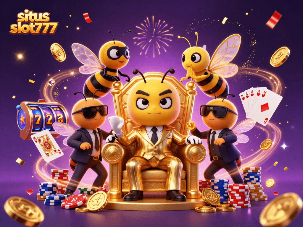 Experience excitement at situs slot777 with a 3D cartoon casino scene full of action!