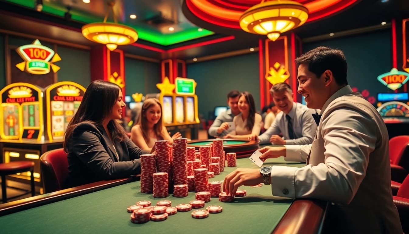 Experience the excitement of winning at the Jun88 online casino with vibrant tables and lively players.