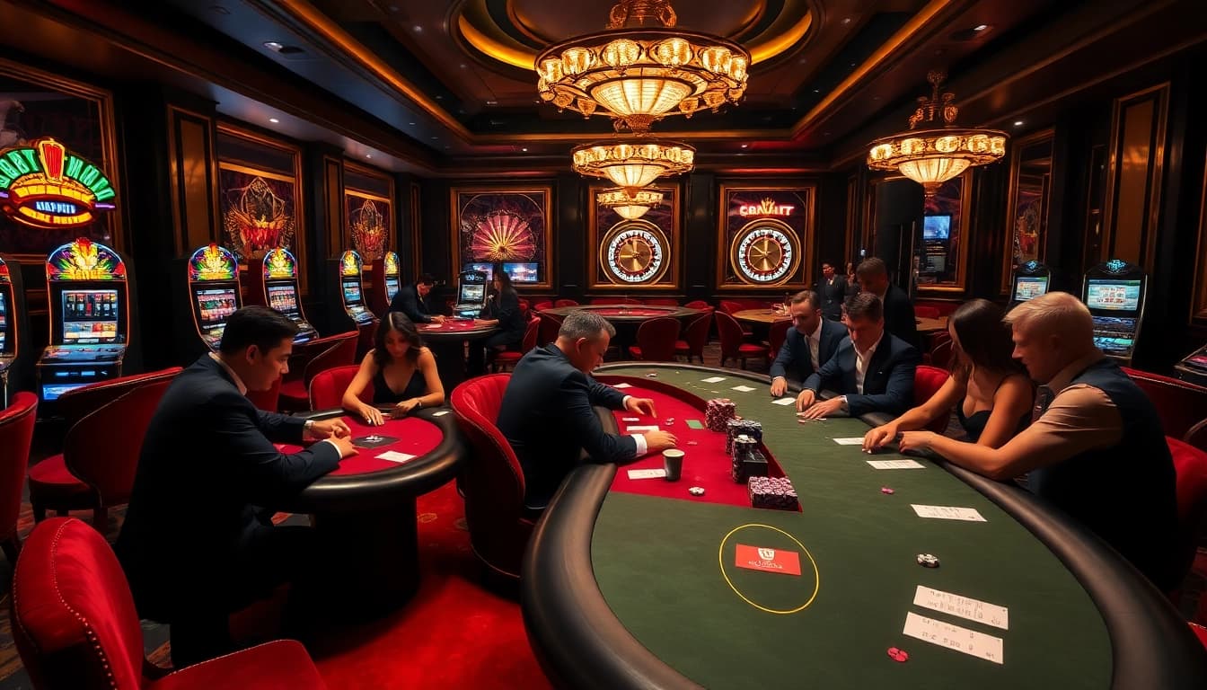 High-stakes gameplay and luxury showcasing Clube VIP HHBET at an upscale casino scene.