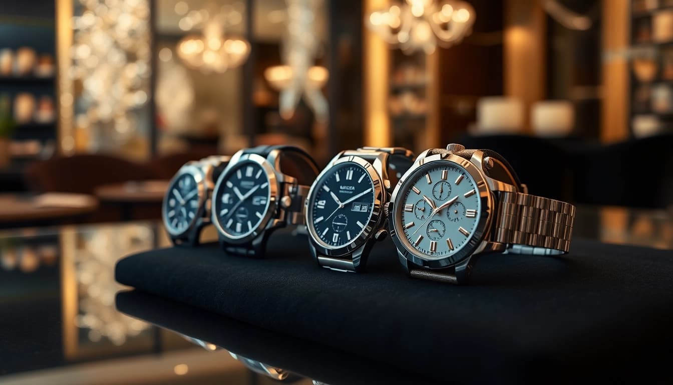 Showcasing stunning replica watches with intricate details on a velvet display.