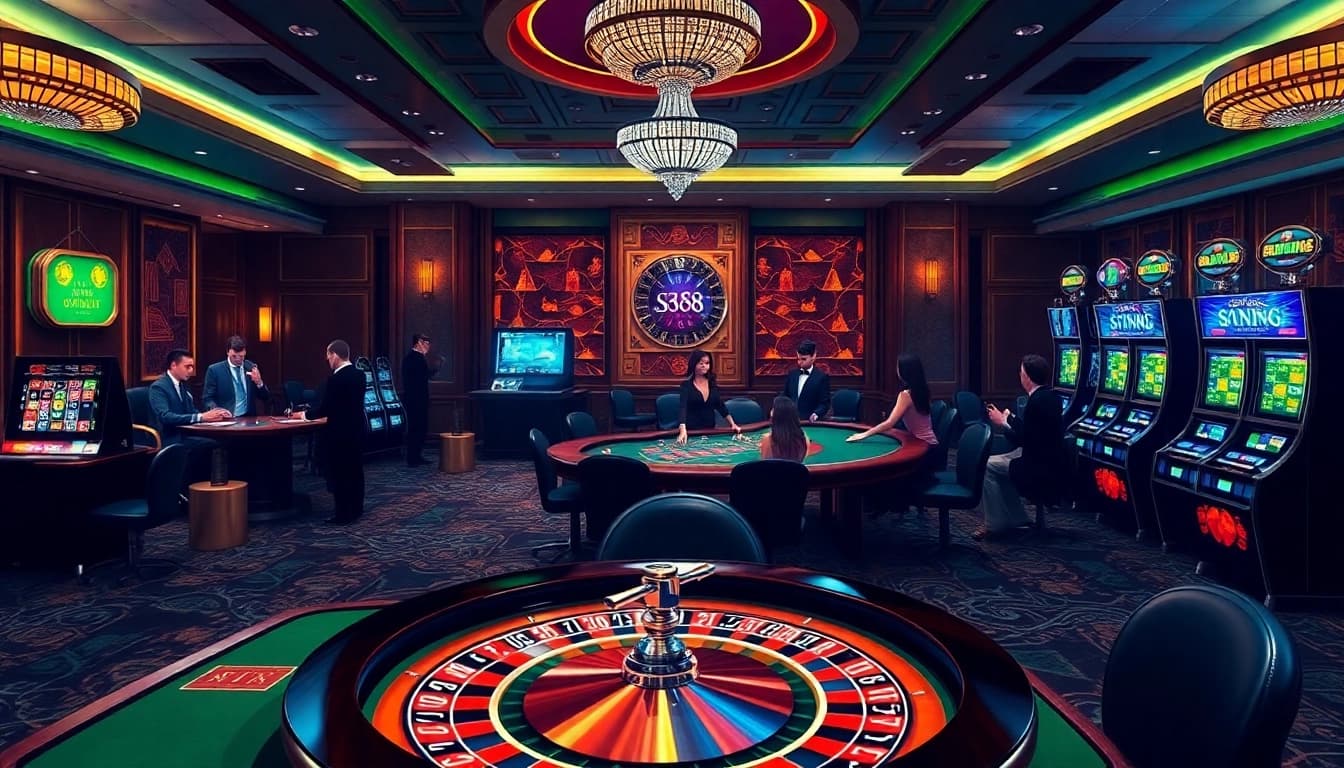 Experience the thrill of winning at https://s88.works/ with an engaging casino scene, showcasing players in action.