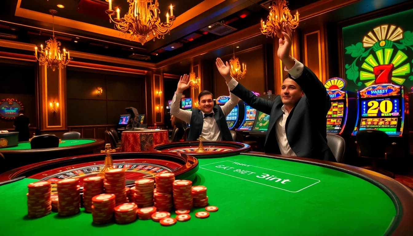 Play exciting casino games at 7upbet with colorful tables and sleek slot machines.