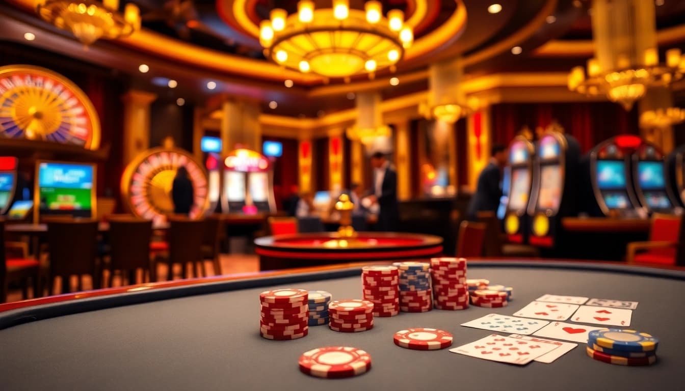 Experience thrilling poker action at go88's vibrant casino tables with skilled dealers and dazzling gameplay.