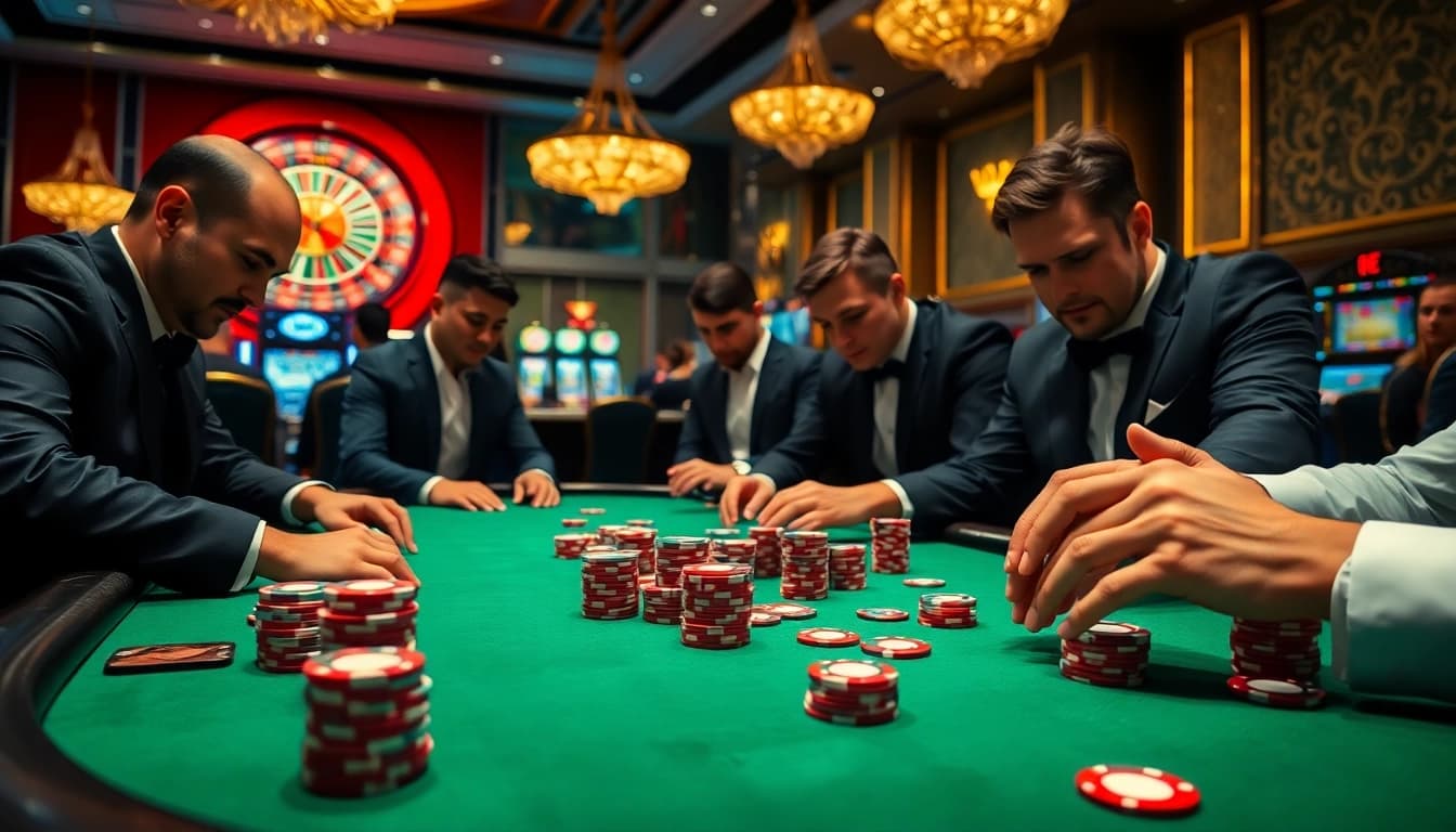 Raise the stakes with raja toto88 in a vibrant casino poker scene stacked with chips.