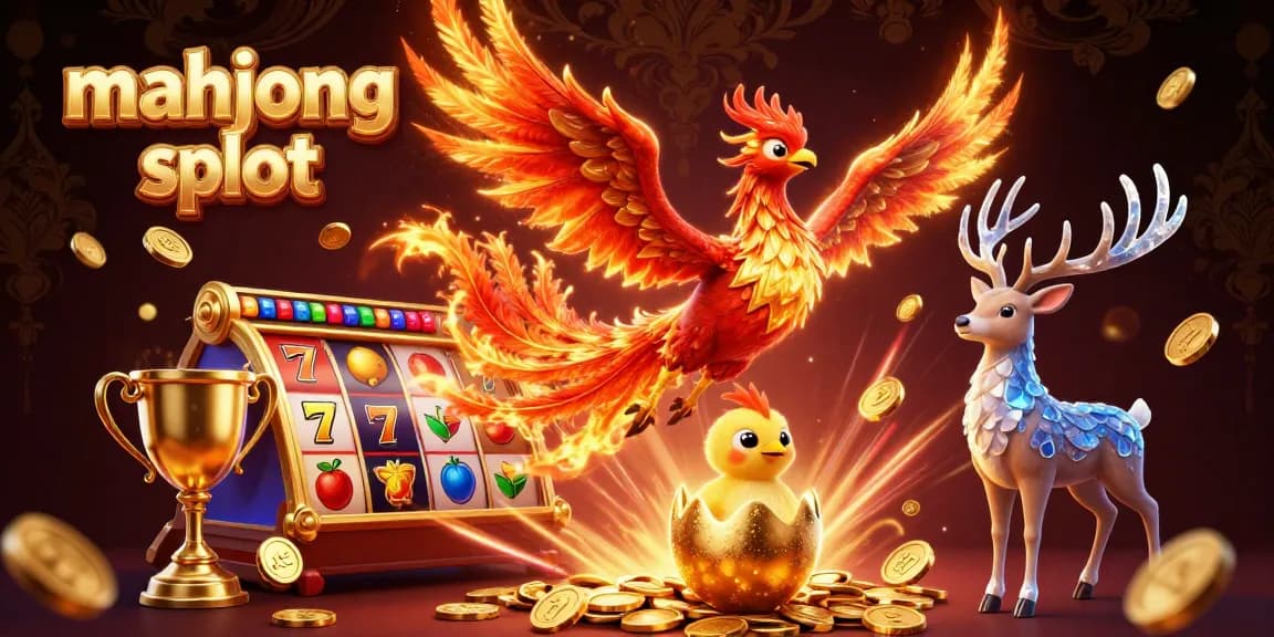Experience thrilling mahjong slot action with a majestic phoenix and dynamic casino elements.