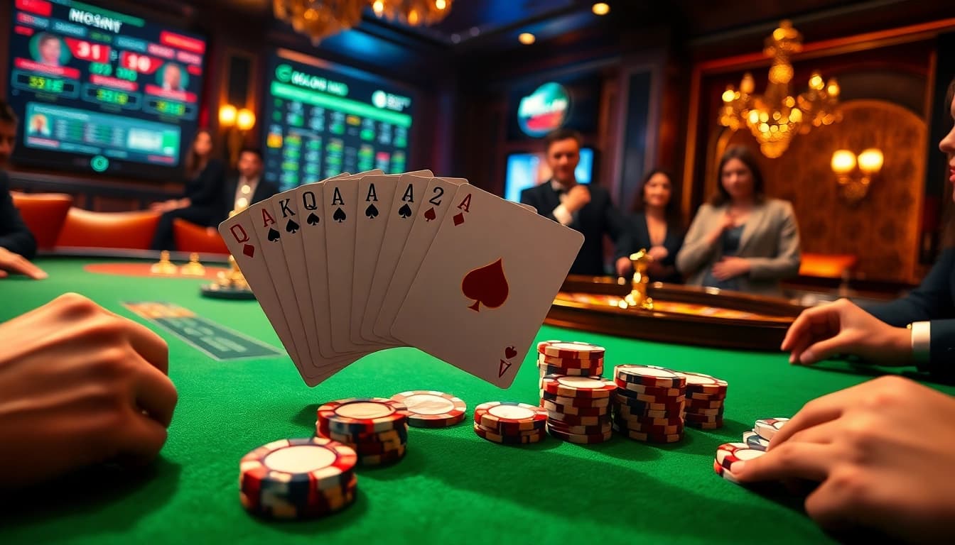 Players strategizing their bets on the luxurious 32win casino table amid excitement.