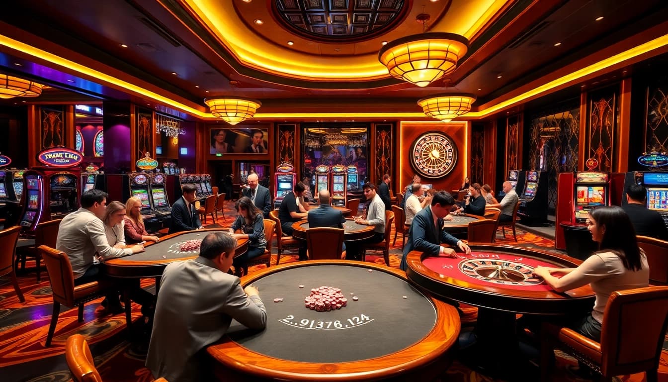 Experience excitement at trang chủ Jun88 with players enjoying various casino games.