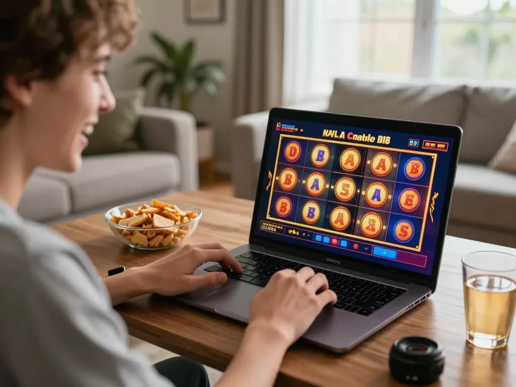 Player enjoying online slots at home on fly88mb gaming platform