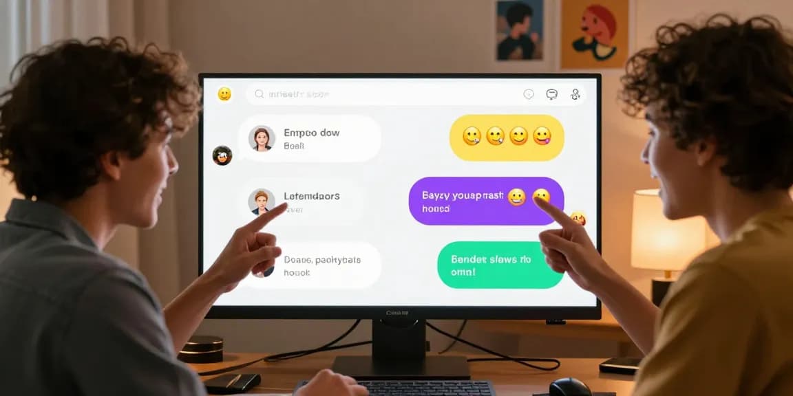 Engaging spicy chat scene with two avatars sharing a lively conversation and colorful emojis.