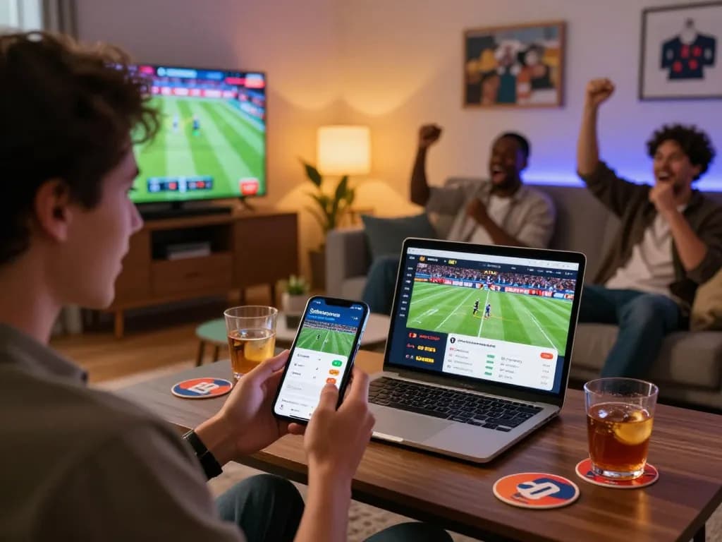 Pengguna Sydneycuan terlibat dalam taruhan online sambil menikmati acara olahraga bersama teman-teman.