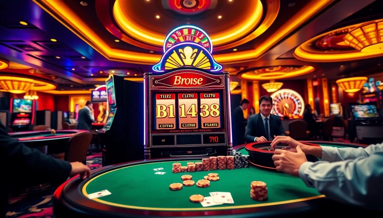 Experience the excitement of Bro138 gaming with vibrant slot machines and lively casino atmosphere.