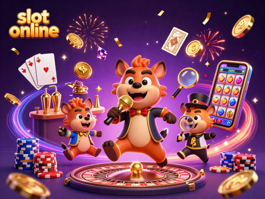 Experience thrilling slot online action with animated hyenas in a vibrant casino scene.