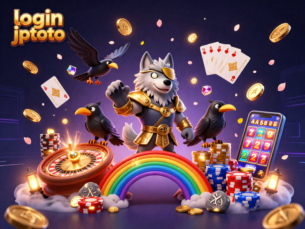 Join the thrill at login jptoto, where vibrant casino elements come alive in a dazzling 3D scene.