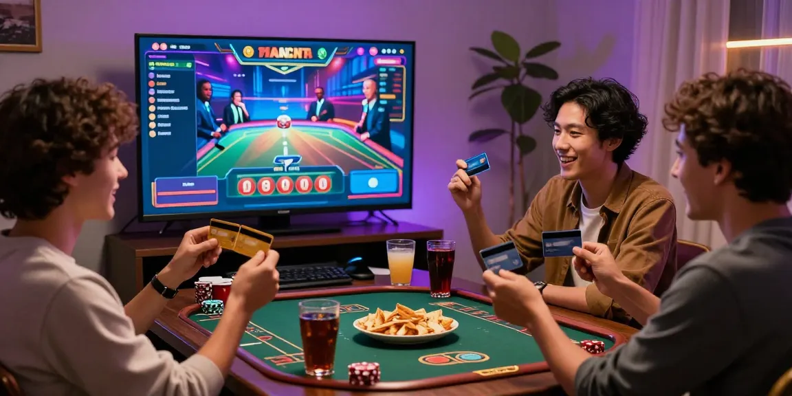 Friends enjoying online gaming at home with credit cards, showcasing the excitement of credit card casinos from https://dea.org.uk.