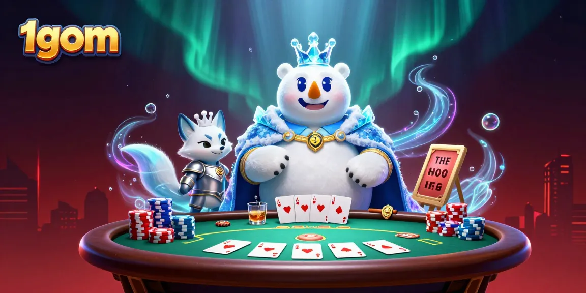 Engage with 1gom's thrilling poker scene featuring the ice king and snow fox in an electrifying atmosphere.