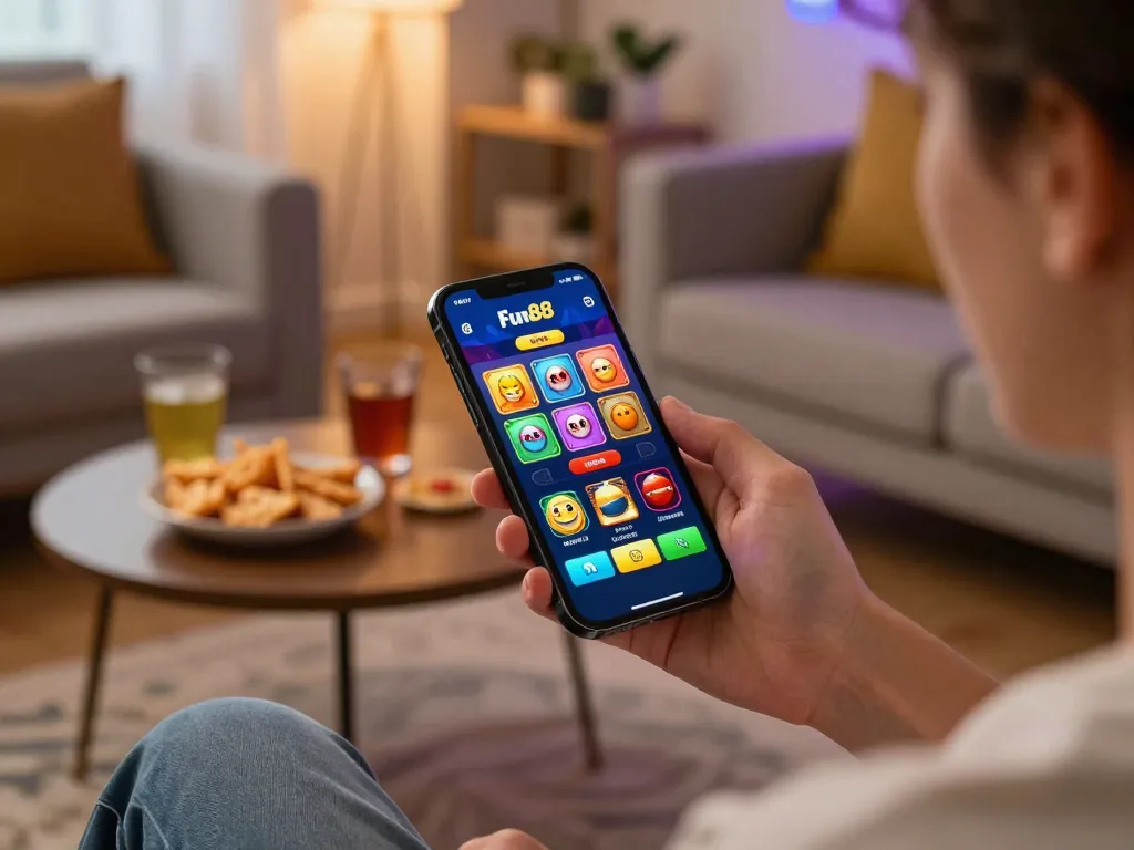Engaging mobile gaming experience with fun88 app on smartphone, showcasing vibrant betting options.