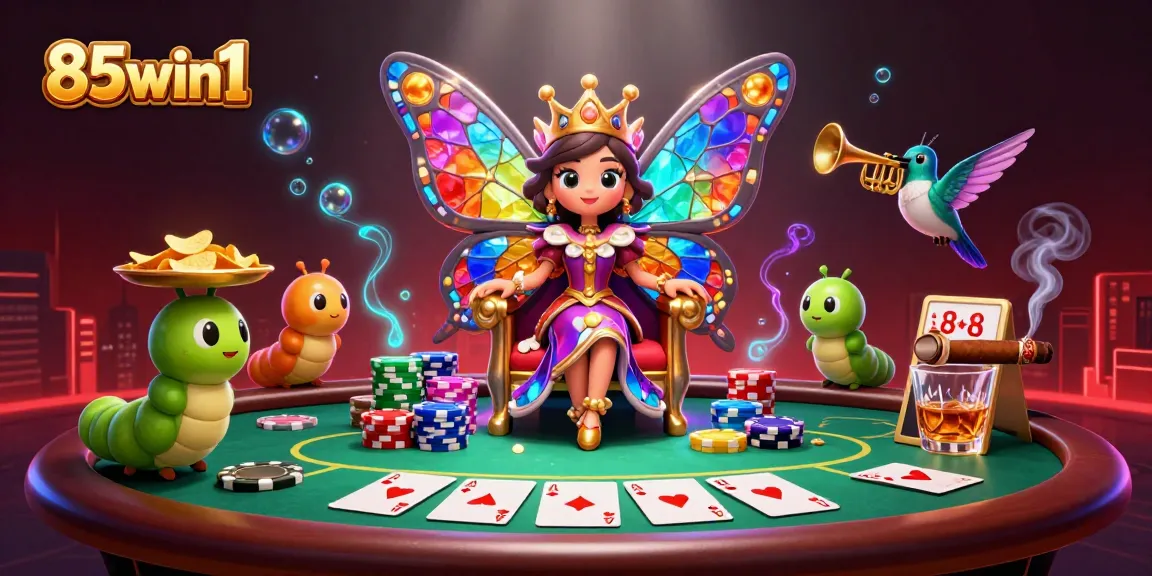 Engage with exciting games at 85win1, featuring vibrant poker tables and colorful chips.