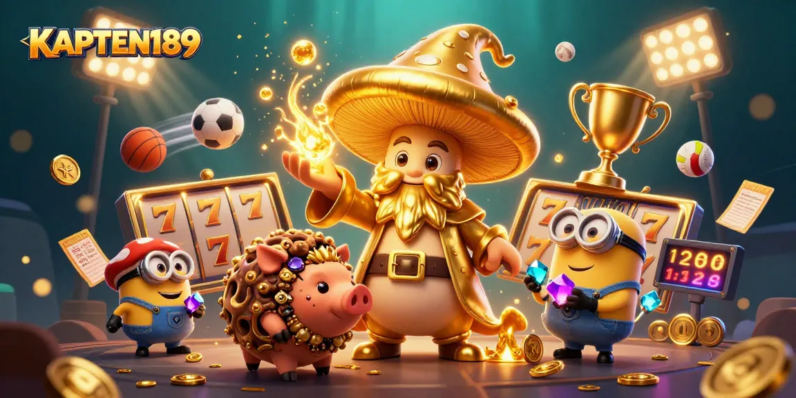 KAPTEN189 menghadirkan slot online dengan hadiah jackpot menarik dalam ilustrasi magis.