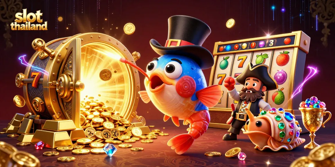 Experience the thrills of slot thailand with vibrant characters and a treasure-filled scene.
