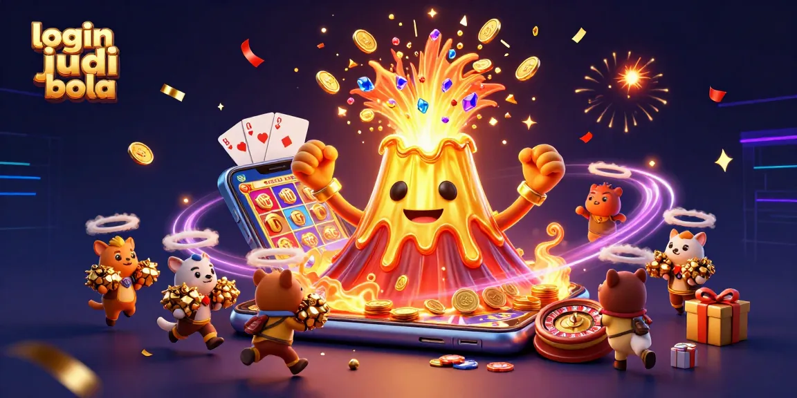 Engage in login judi bola with a vibrant 3D casino scene filled with treasures and excitement.