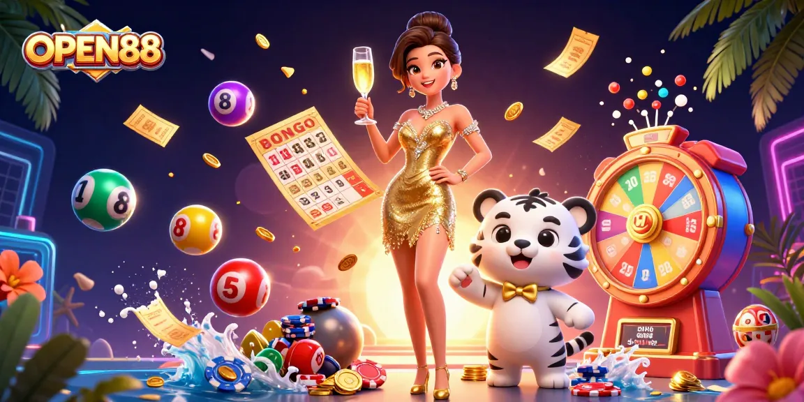 Engage with the exciting world of gambling at OPEN88 featuring vibrant lottery elements and a chic atmosphere.