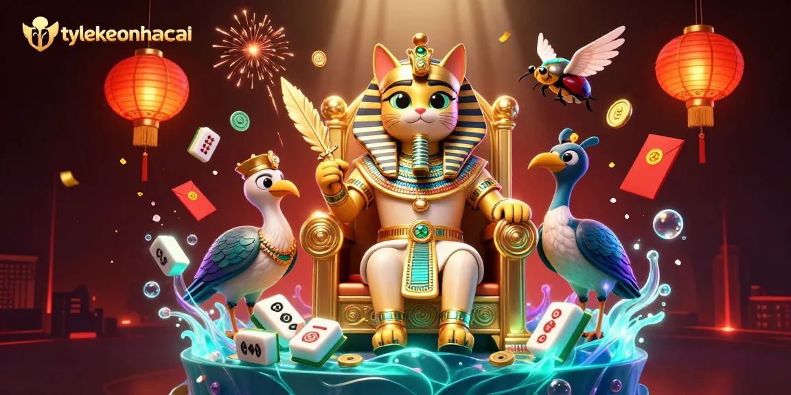 Bet on tylekeonhacai with the Egyptian pharaoh cat in a dynamic, rich 3D casino scene.