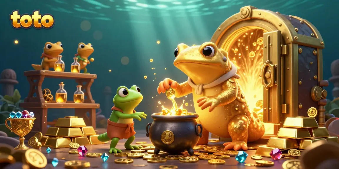 Engage in exciting toto games with golden treasures in this vibrant casino-themed illustration.