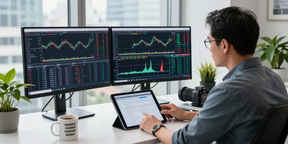 Trader terampil menganalisis data pasar di kantor modern, menemukan kakakjudi terbaik untuk kebutuhan trading.