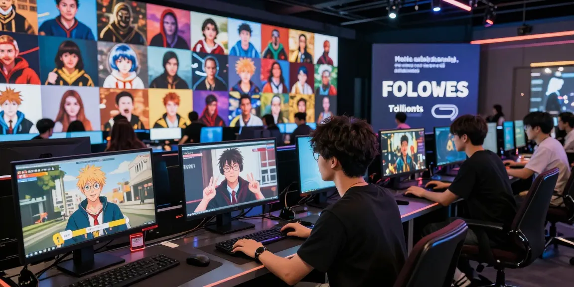 Status AI game scene where avatars engage in different fandoms, showcasing character customization and social media dynamics