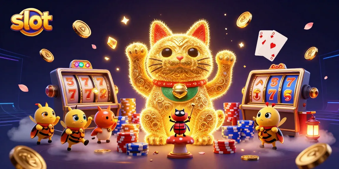 Menangkan slot dengan tampilan ilustrasi 3D mengagumkan dari kucing keberuntungan dan simbol kasino lainnya.