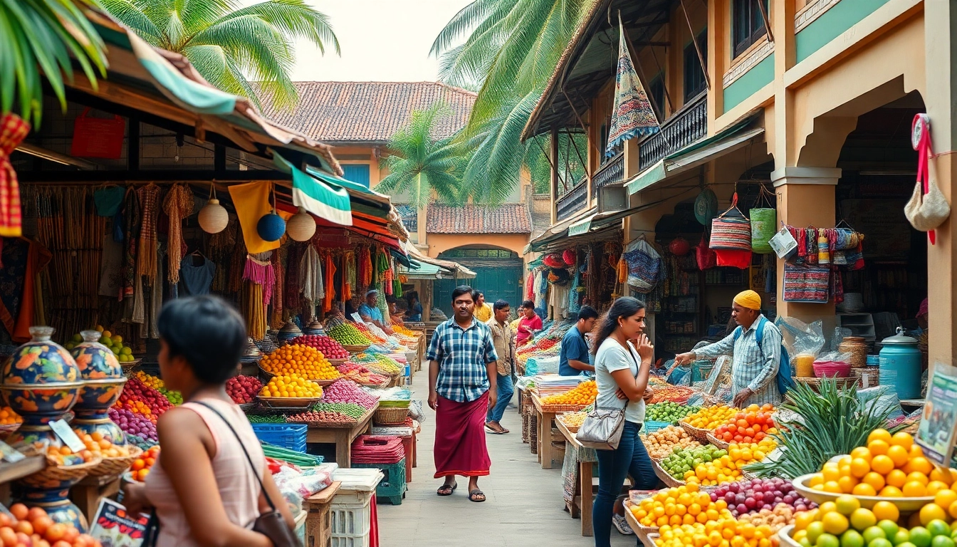Lanka Add marketplace scene showcasing vibrant stalls and engaged shoppers in Sri Lanka