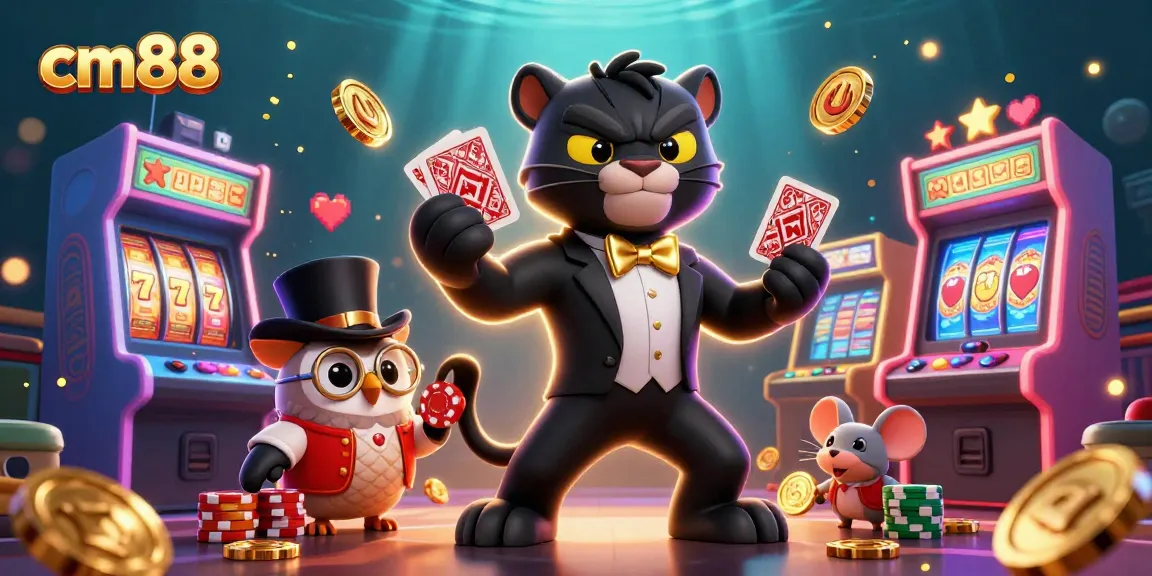 Experience cm88's exciting casino games with a stylish panther dealer, providing a unique gambling adventure.