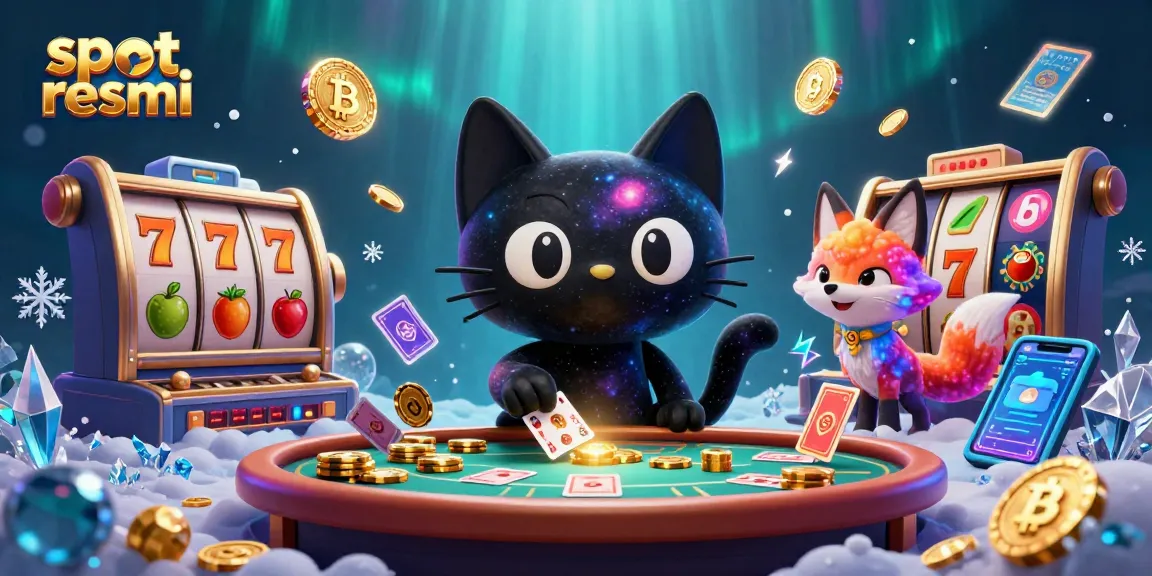 Experience thrilling wins at slot resmi with captivating cosmic gambling scene featuring a black hole cat.