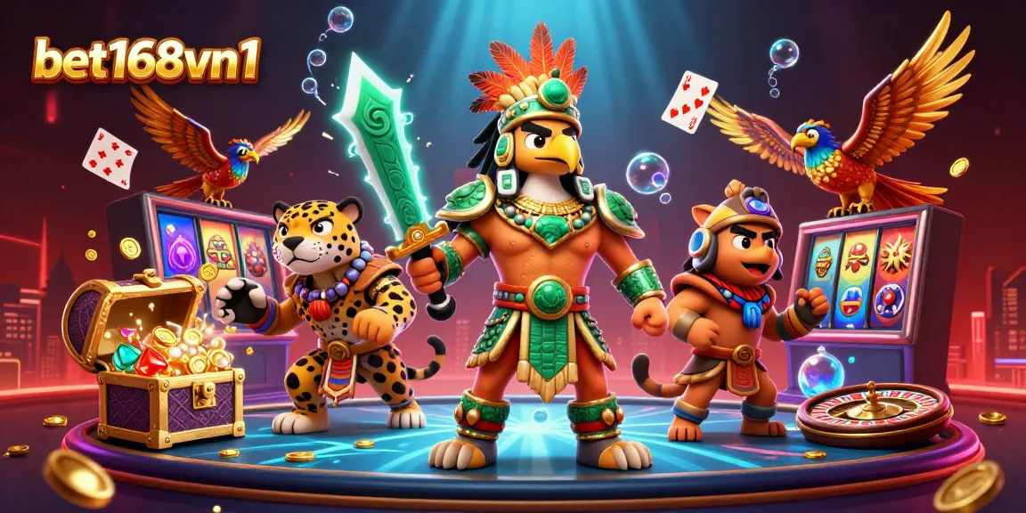 Win big at bet168vn1 with exciting slots and engaging game elements in a vibrant casino scene.