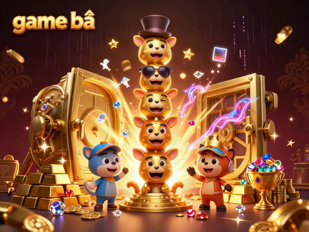 Experience thrilling game bài action with an animated totem, treasures, and vibrant effects.