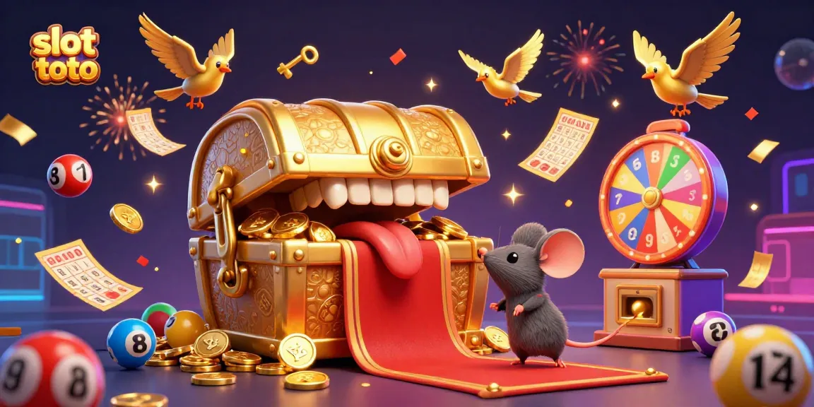 Engage with slot toto excitement in a vibrant, dynamic 3D casino scene filled with lottery festivities.