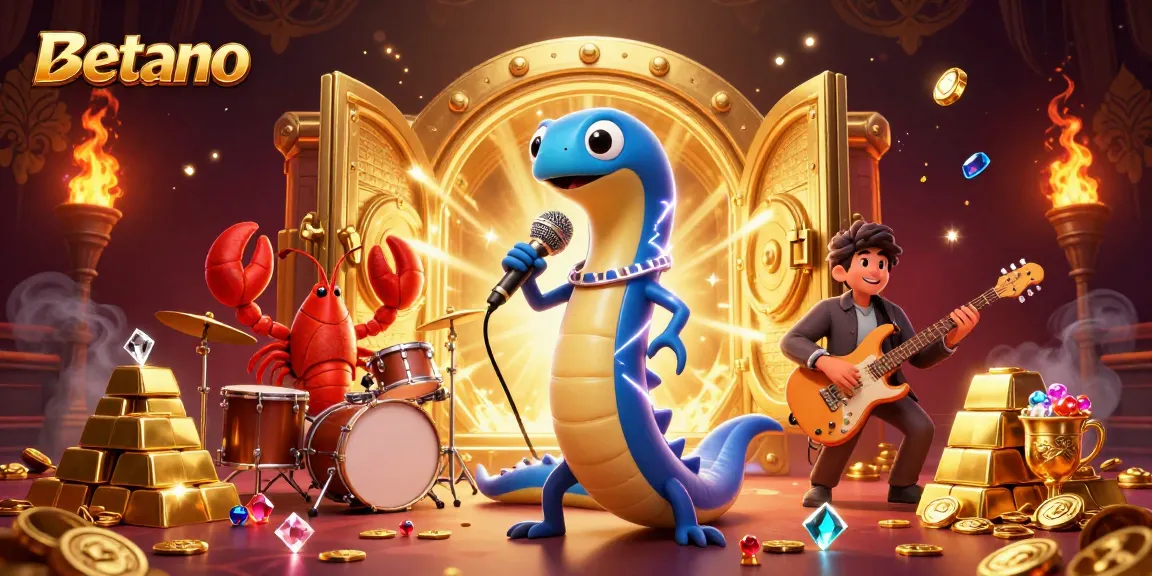 Betano casino scene featuring an electric eel DJ with vibrant treasure elements.