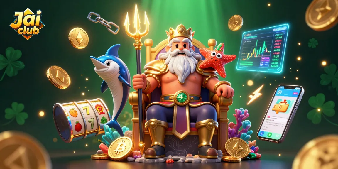 Play thrilling games on Jai club with a vibrant 3D casino experience featuring Neptune and treasures.