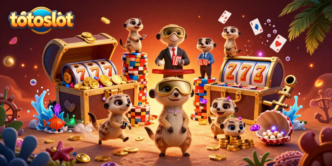 Engage in strategic gameplay with totoslot as meerkats run a dynamic casino operation amidst treasures.