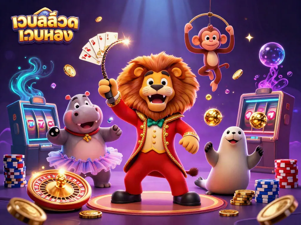 เล่นเกมสล็อตเว็บสล็อตเว็บตรงกับสัตว์การ์ตูนที่น่าตื่นตาตื่นใจในภาพ 3D