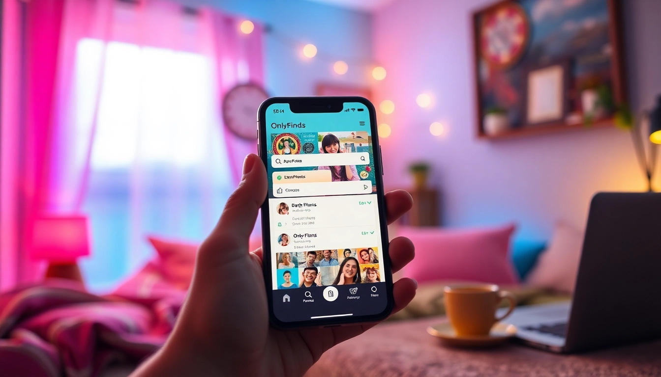 Discover OnlyFans Nearby Creators using the OnlyFinds app on a smartphone in a cozy setting.