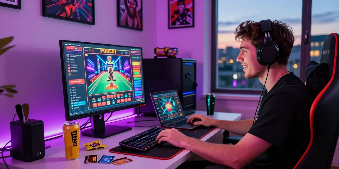 Exciting gaming setup featuring player at credit card casinos uk with vibrant online interface.