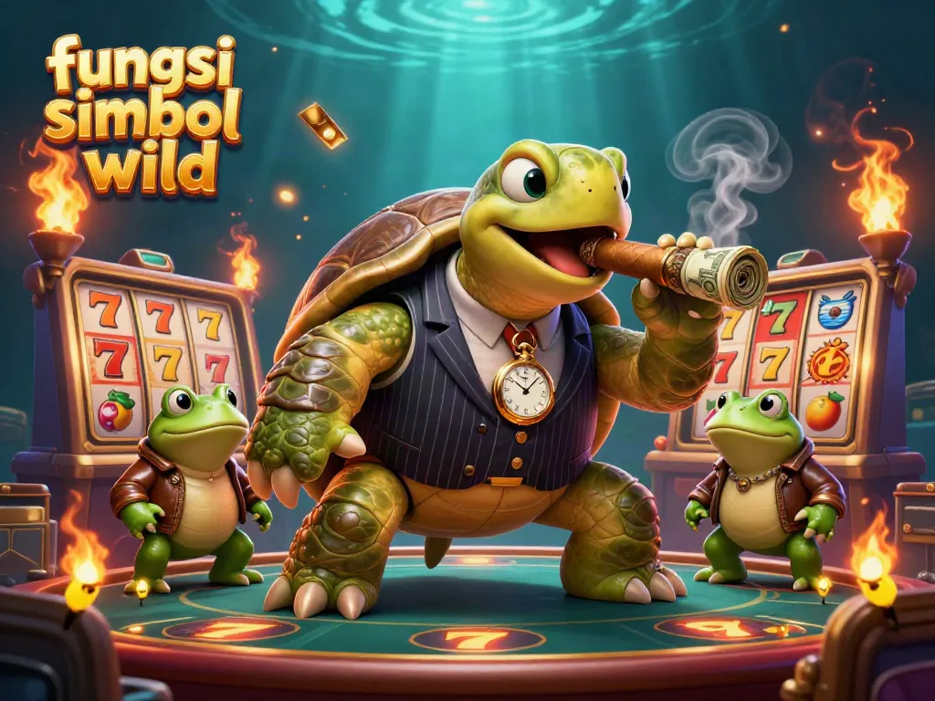 Ilustrasi simbol wild yang menggantikan simbol lainnya pada slot dengan elemen permainan yang dinamis.