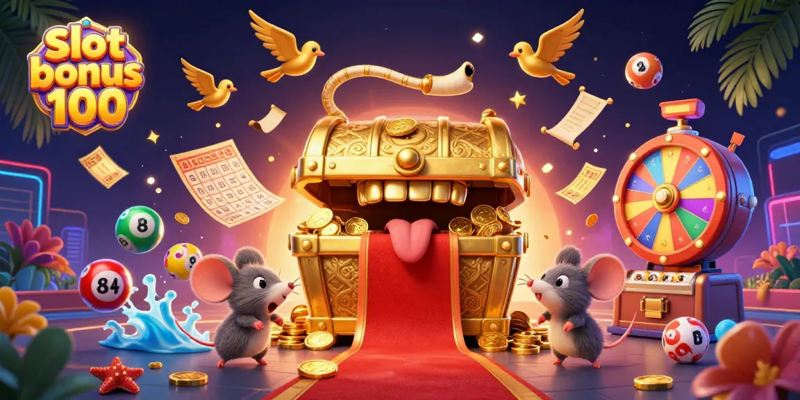 Spin and win at slot bonus 100 with exciting treasures and vibrant casino elements.