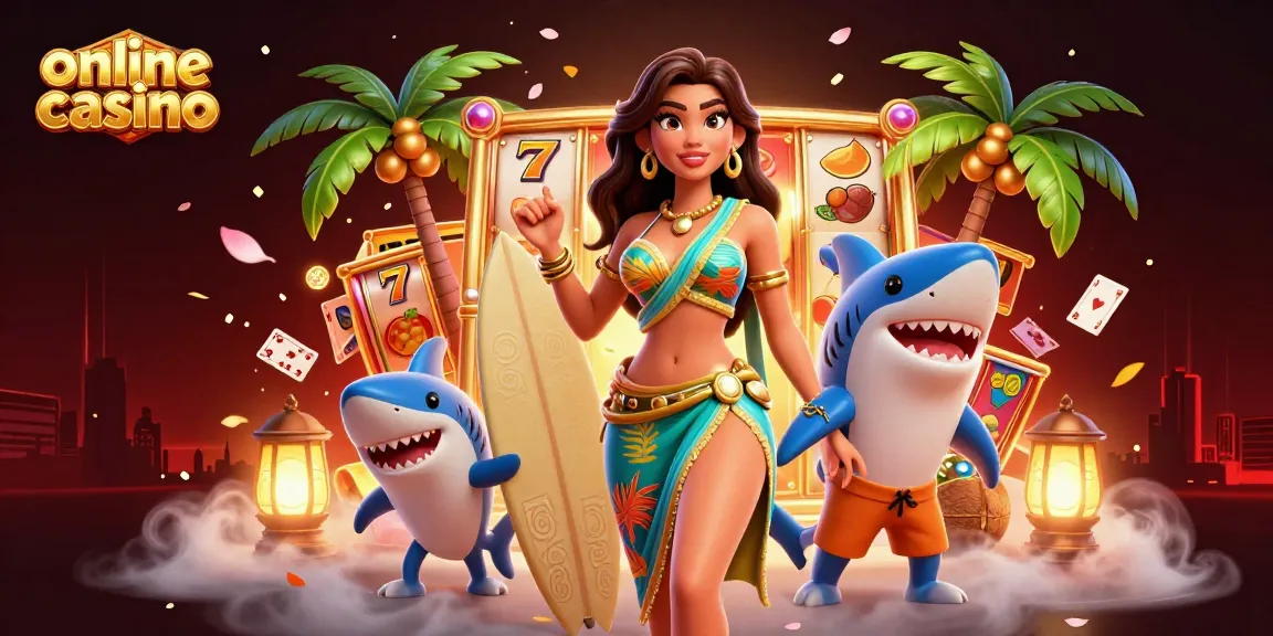 Experience the excitement of an online casino with vibrant characters and dynamic elements.
