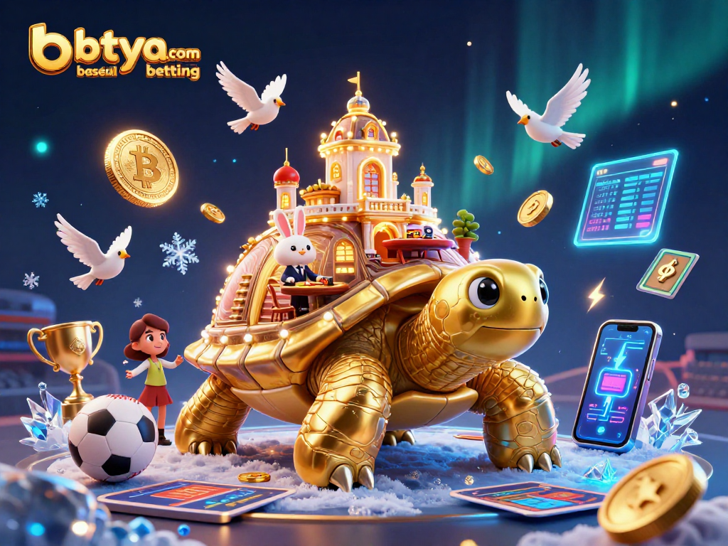 Engage in betya.com baseball betting with a vibrant 3D casino scene featuring sports elements and crypto.