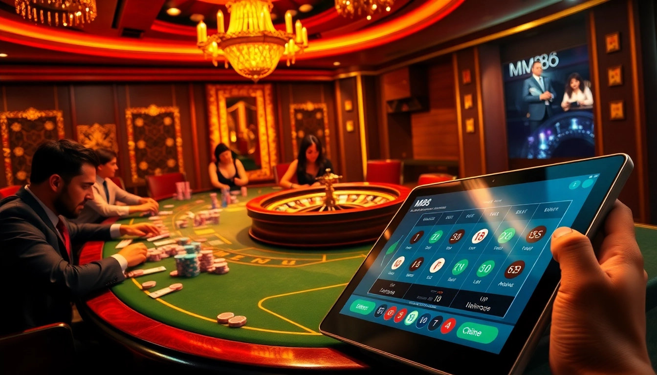 Exciting gameplay at https://mm88.nl/ showcases vibrant poker action and casino elements.