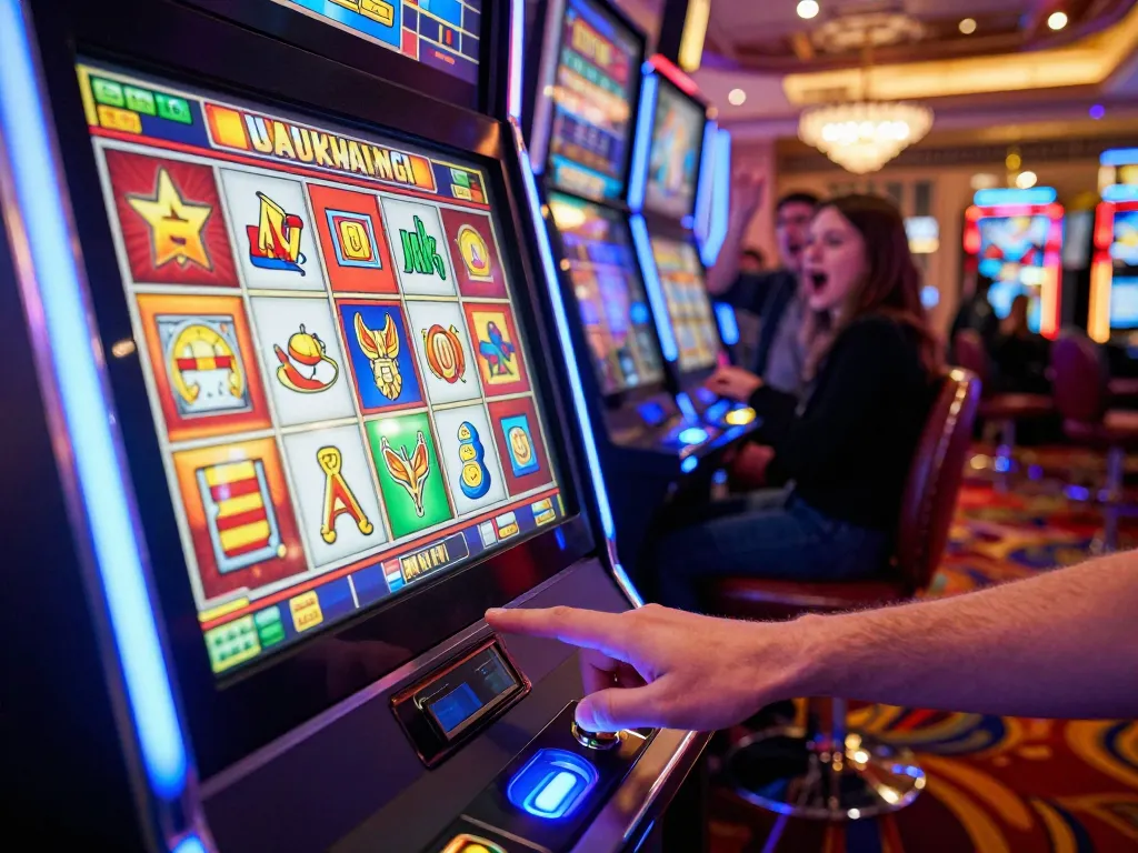 Exciting gameplay on link slot machine with vibrant reels and dynamic casino atmosphere