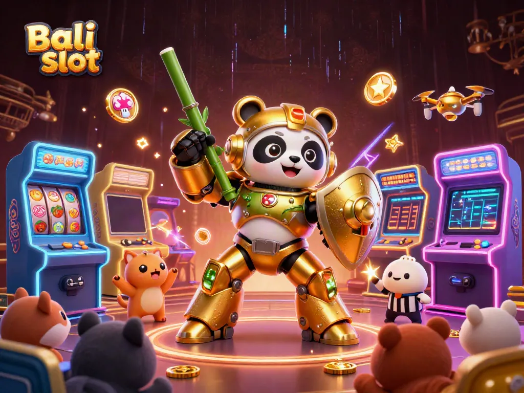 Engage in Bali slot gameplay with exciting visuals of slot machines and vibrant characters.